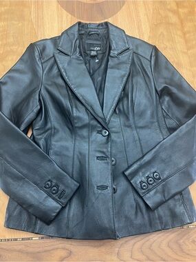 East 5th Black Leather Tailored Blazer